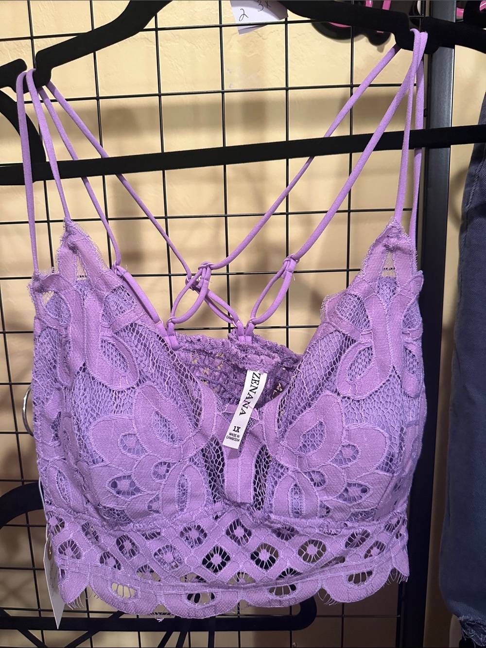 Lavender Lace Bralette with Strappy Back